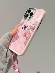 Travel Vibes Airplane Route Pink Map Phone Case – Soft, Stylish & Anti-Fall Protection