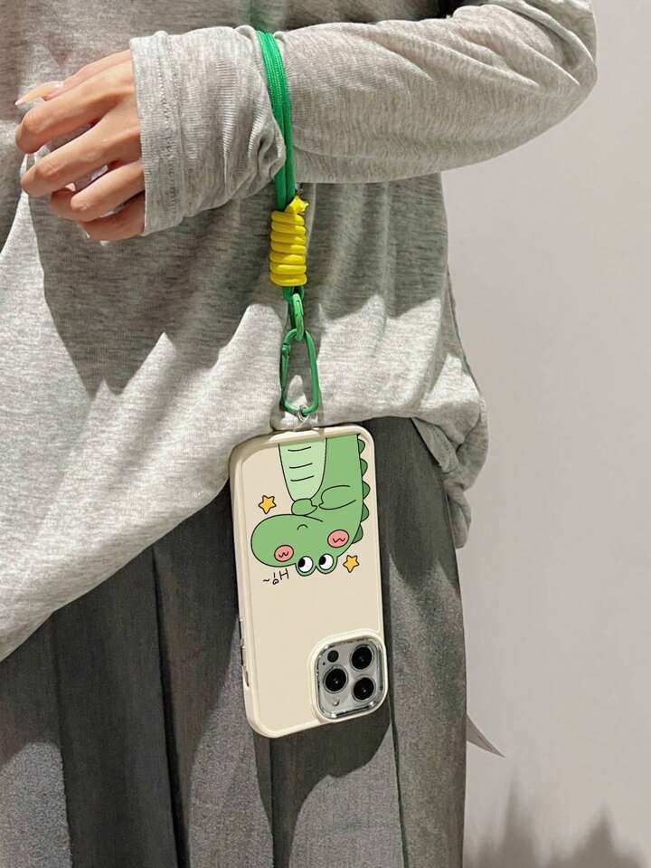 Apple Green Dinosaur Couple Shockproof Phone Case with Metal Camera & Electroplated Buttons – Soft Touch Sandblasted Finish