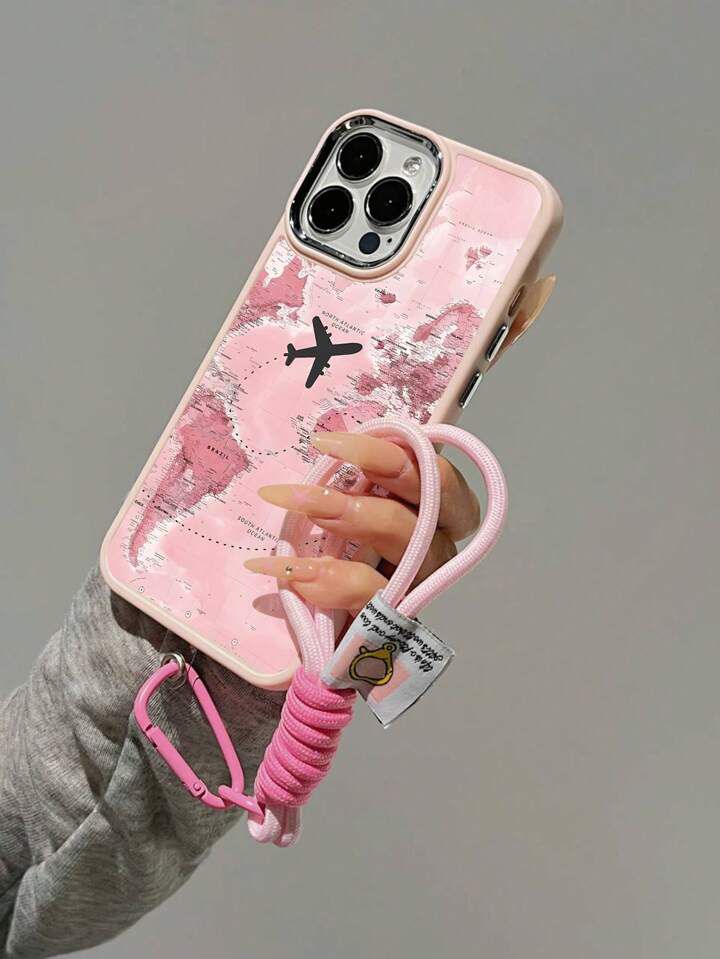 Travel Vibes Airplane Route Pink Map Phone Case – Soft, Stylish & Anti-Fall Protection