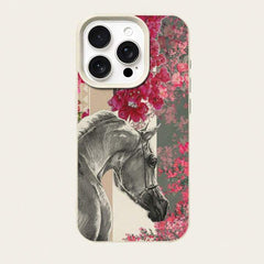 Elegant White Horse & Floral TPU Phone Case – Waterproof, Shockproof & Anti-Scratch
