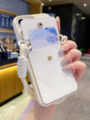 Premium Leather Wallet Phone Case with Card Slot & Lanyard