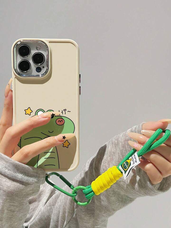 Apple Green Dinosaur Couple Shockproof Phone Case with Metal Camera & Electroplated Buttons – Soft Touch Sandblasted Finish