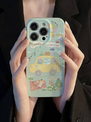 Apple Green Cartoon Graphic iPhone Case – Fun & Stylish Protection