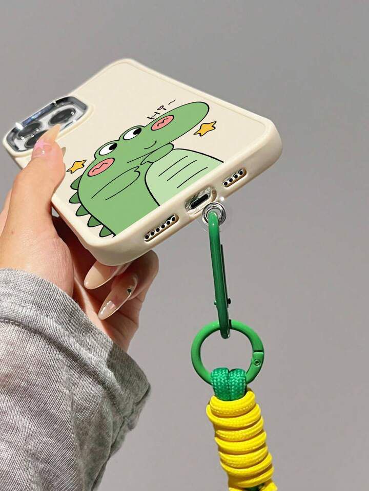 Apple Green Dinosaur Couple Shockproof Phone Case with Metal Camera & Electroplated Buttons – Soft Touch Sandblasted Finish