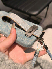 Premium Fashion Brand Jeans Phone Case with Keychain Lanyard