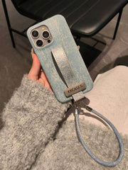 Premium Fashion Brand Jeans Phone Case with Keychain Lanyard