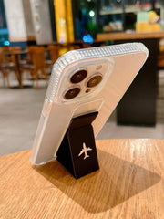 Luxury Metal Airplane Logo PU Leather Magnetic Stand Phone Case | Shockproof, Waterproof & Scratch-Resistant Cover