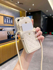 Angel Eye Hollow Phone Case with Card Holder Rope Strap – Sand & Pink | For iPhone 14 Pro Max / 16 Pro Max”