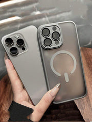 Luxury Translucent Matte Magnetic Wireless Charging Case with Glass Lens Protector – Soft-Touch, Shockproof & Premium Acrylic Bumper