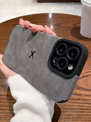 Premium Leather Airplane Print Phone Case – Luxury Travel Style