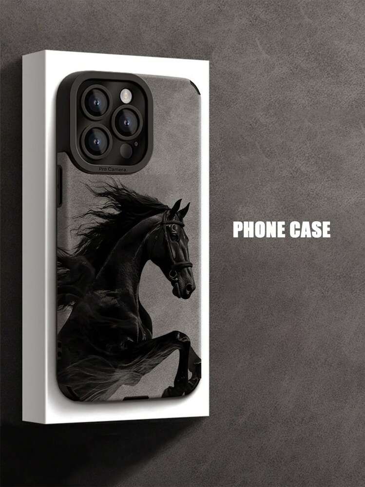 Black Horse Soft Matte Premium Phone Case – Anti-Silicon Imported Cover