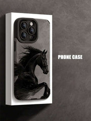 Black Horse Soft Matte Premium Phone Case – Anti-Silicon Imported Cover