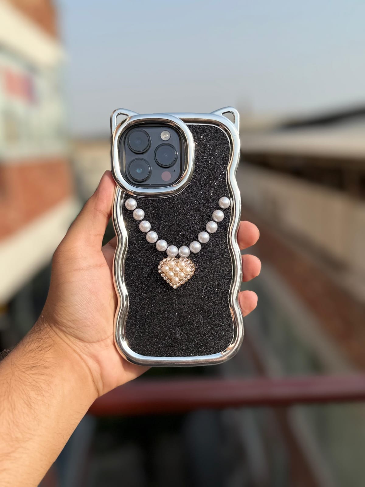 Luxury Stone Chain Case for Women – Chic & Protective