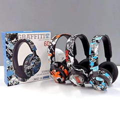 AKZ-38 Graffiti Wireless Headphones | 6D Stereo Sound + Built-in Mic