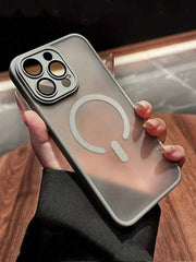 Luxury Translucent Matte Magnetic Wireless Charging Case with Glass Lens Protector – Soft-Touch, Shockproof & Premium Acrylic Bumper