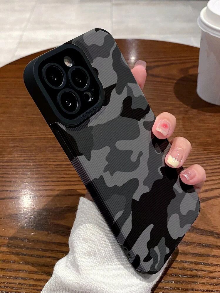 Premium Leather Camo Camera Protective Case for iPhone – Rugged Style & Full Protection
