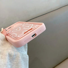 2pcs  White Heart Phone Case & Card Holder Set – Stylish Protective Cover + Sticky Card Pocket