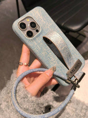 Premium Fashion Brand Jeans Phone Case with Keychain Lanyard