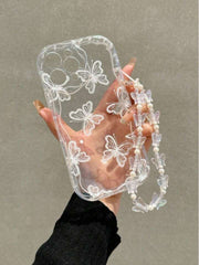 1pc Transparent TPU Butterfly Phone Case with Strap – Shockproof Full Protection for iPhone