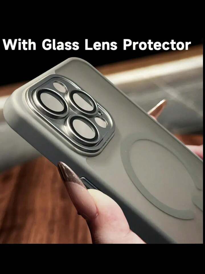 Luxury Translucent Matte Magnetic Wireless Charging Case with Glass Lens Protector – Soft-Touch, Shockproof & Premium Acrylic Bumper